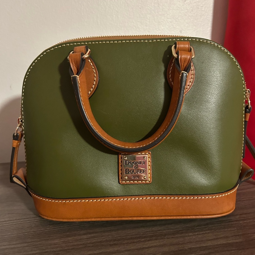 Dooney & Bourke Olive and Tan Satchel